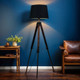 Tripod Floor Lamp Timber Walnut Black Shade E27 60W Tripod Floor Lamp Timber Walnut Black Shade E27 60W
